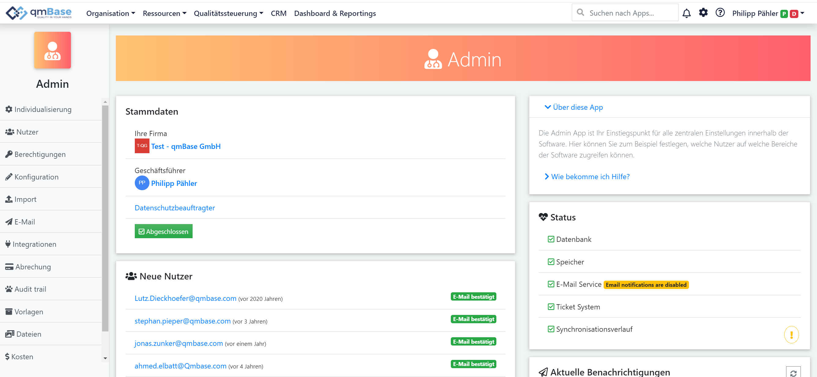 Admin Homepage