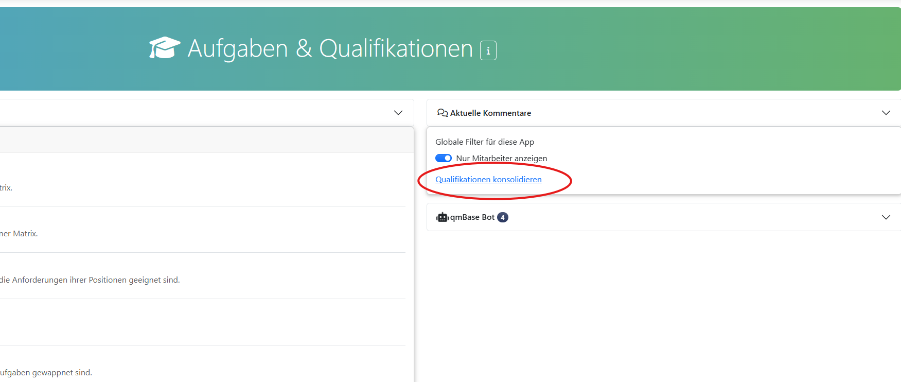 Startseite der App Aufgaben & Qualifikationen