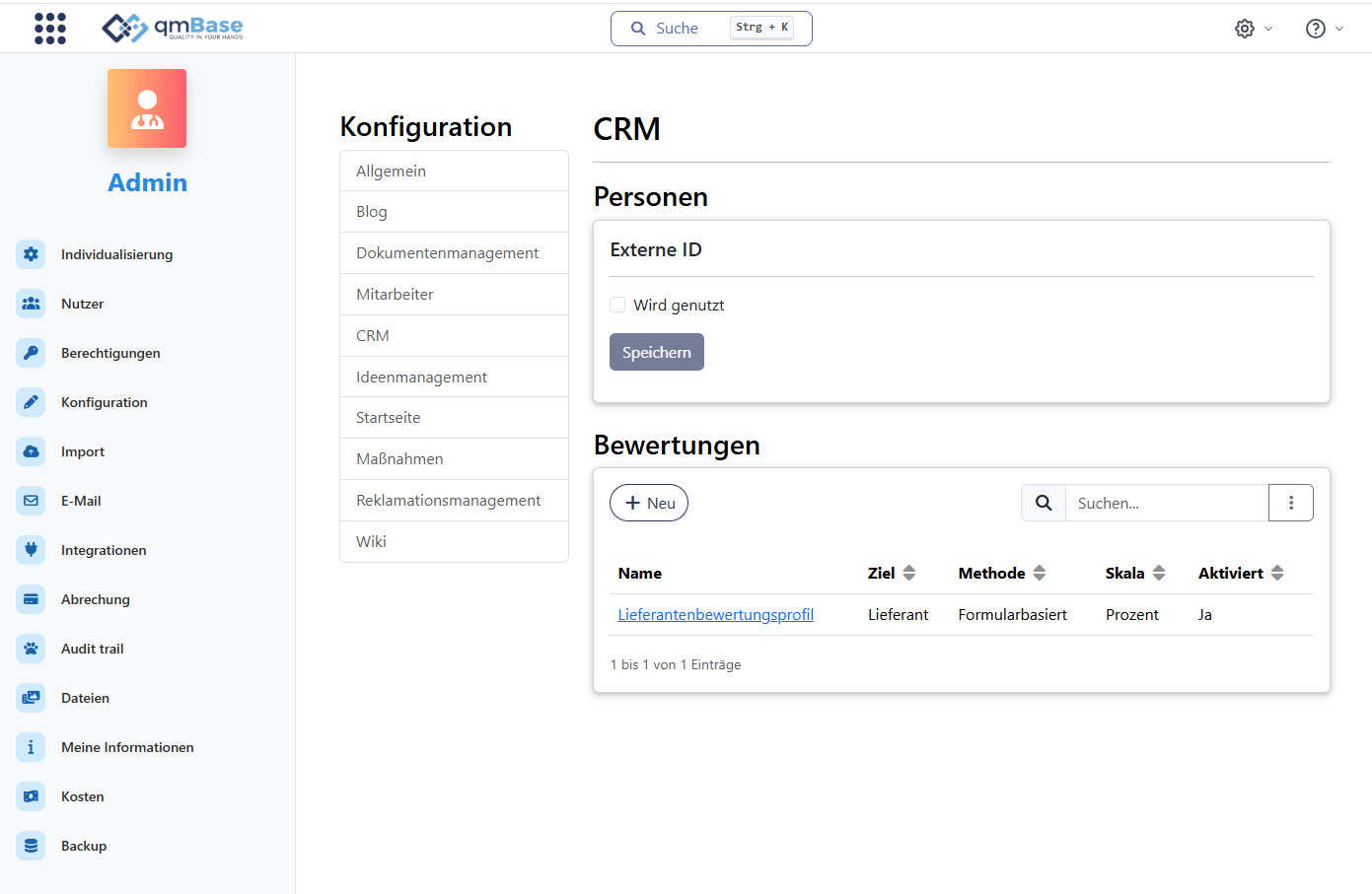 Konfiguration der Bewertungsmethode