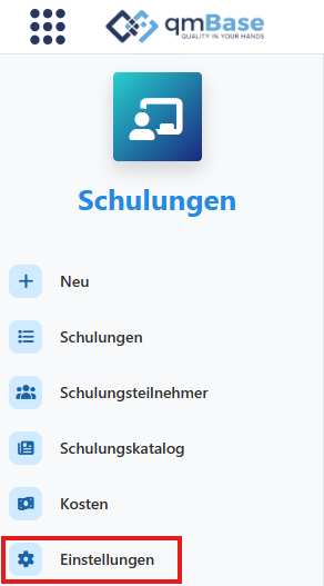 Einstellungen-Link in der Seitenleiste