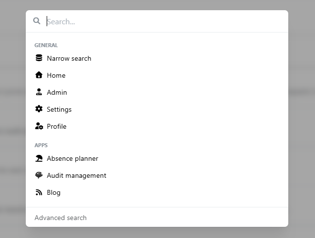 Globale Suche mit Icons