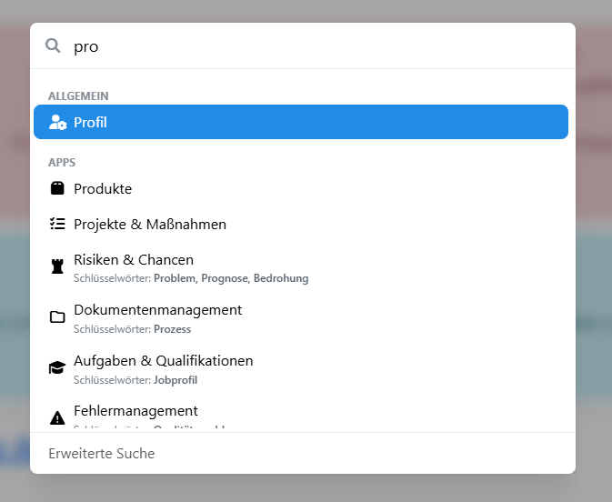 Nach Relevanz sortierte Suchergebnisse in Spotlight